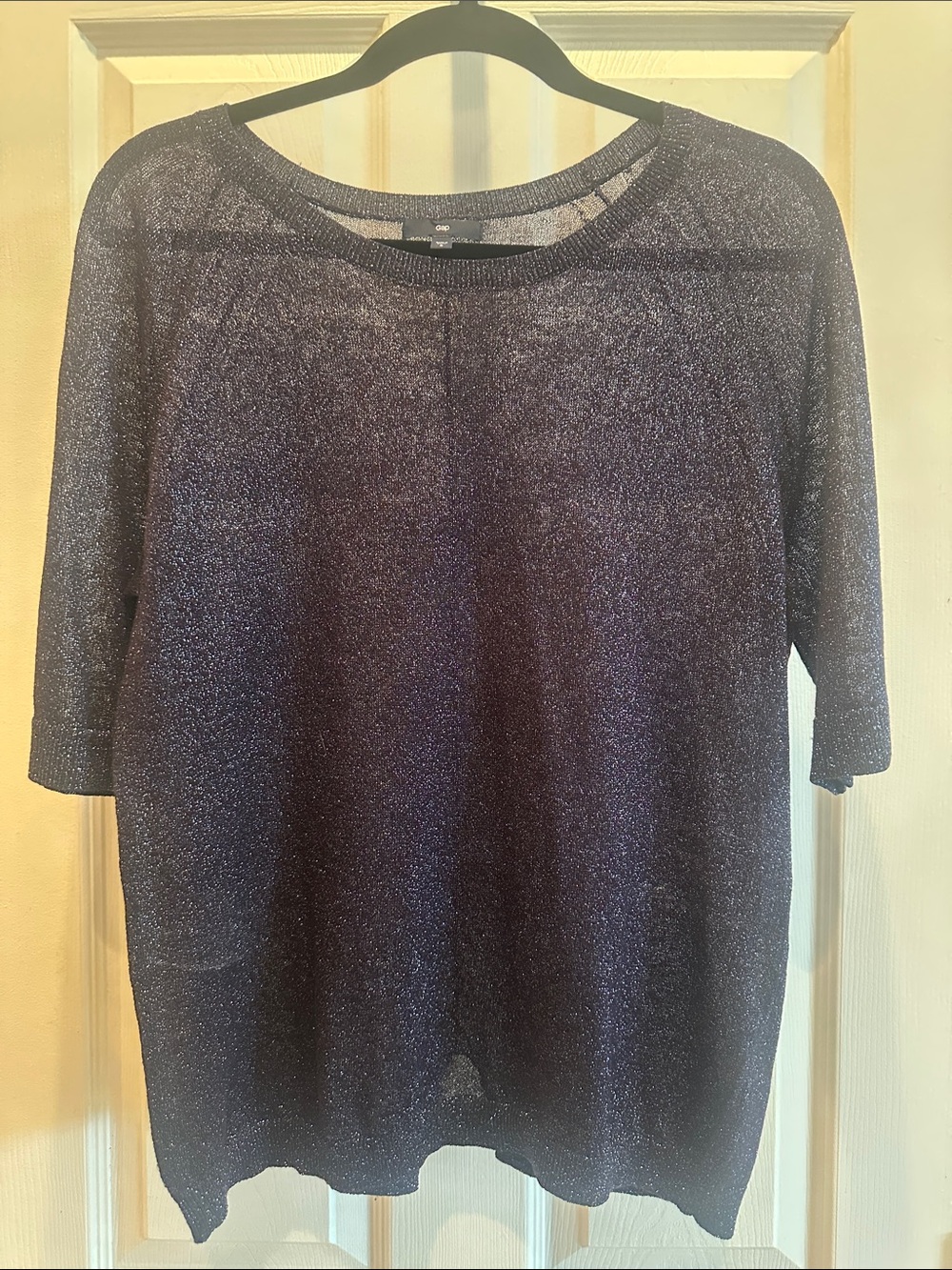 GAP Sparkle Navy Scoop Neck Short-Sleeve Sweater